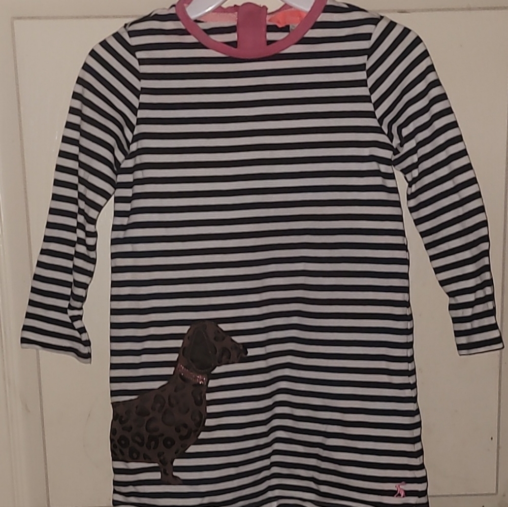 Girls Striped Dress with Dachshund Design